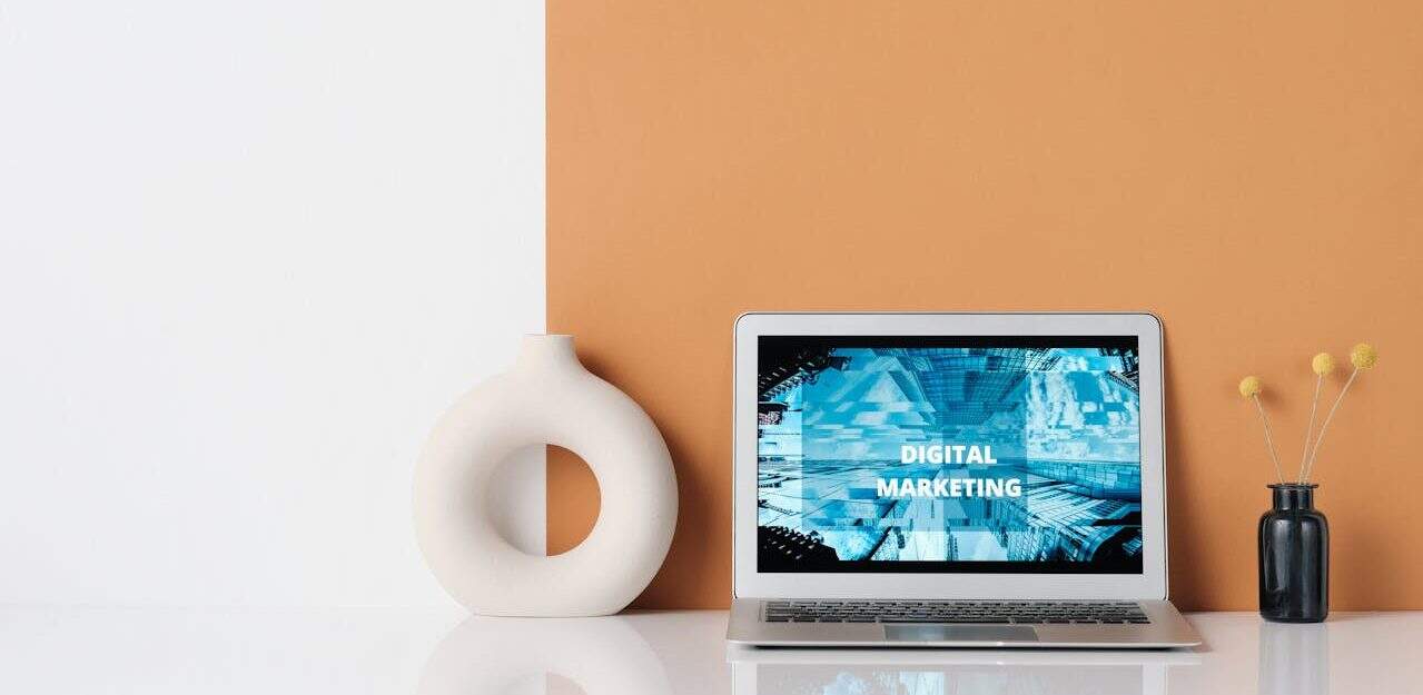 AI for small business marketing campaigns displayed on laptop screen