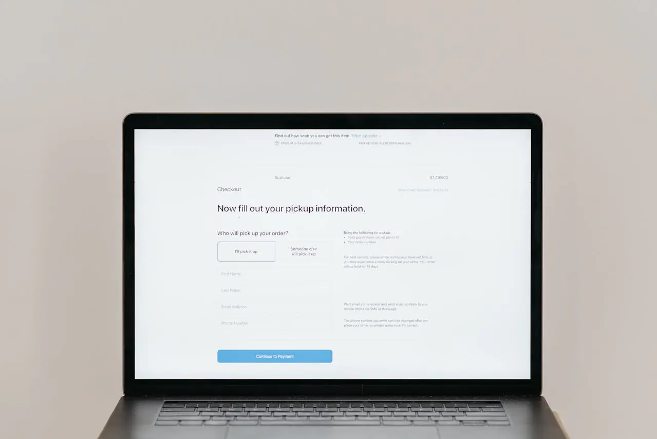 client intake system with AI form interface on laptop screen